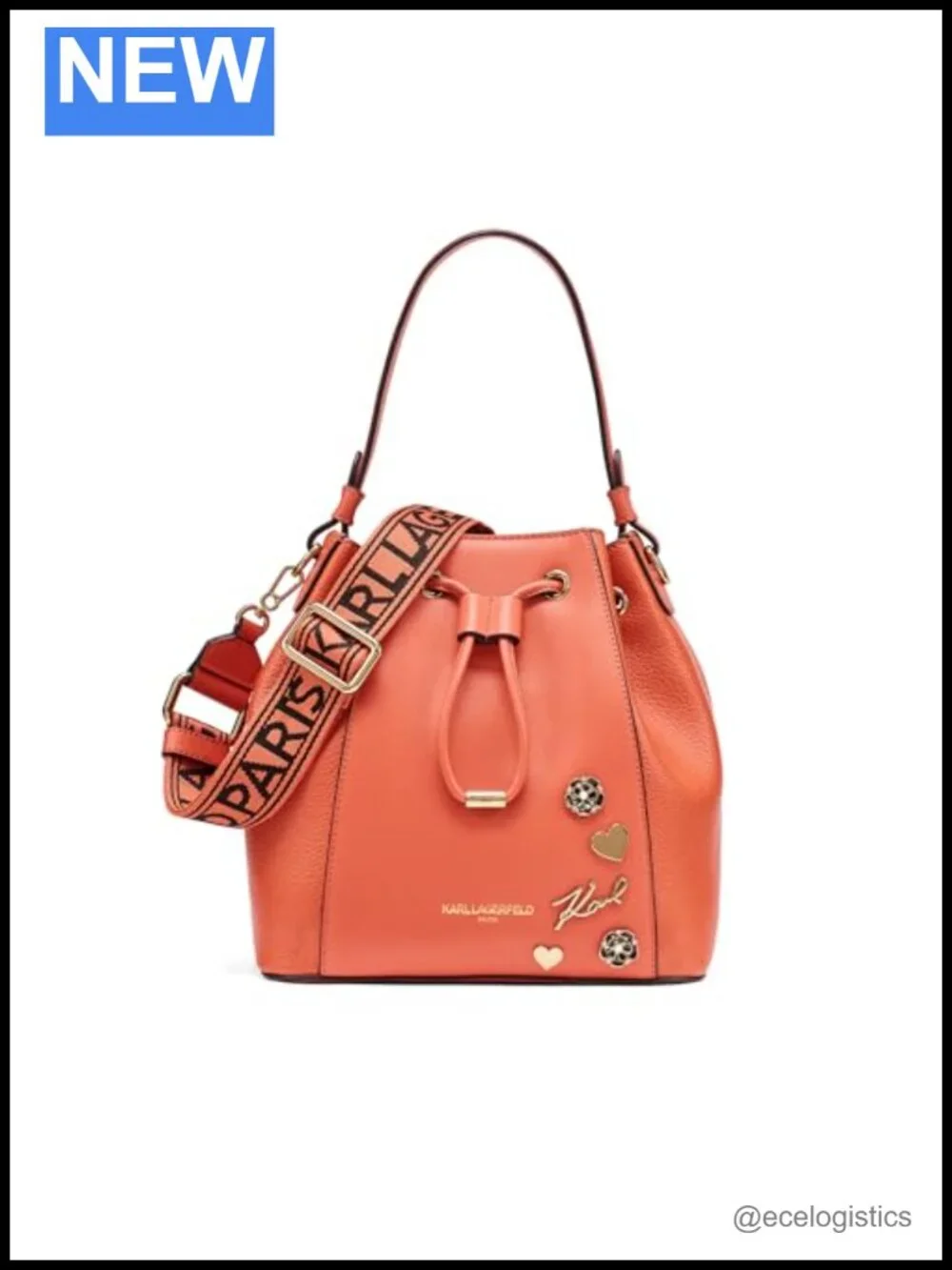 Karl Lagerfeld Adele Bucket Bag - Top Handle PU Leather Handbag, Magnetic